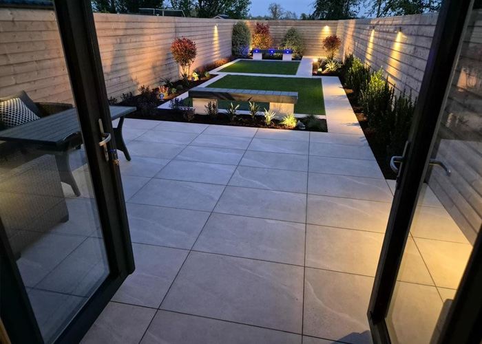 Long garden with patio and paving to the rear relaxation area