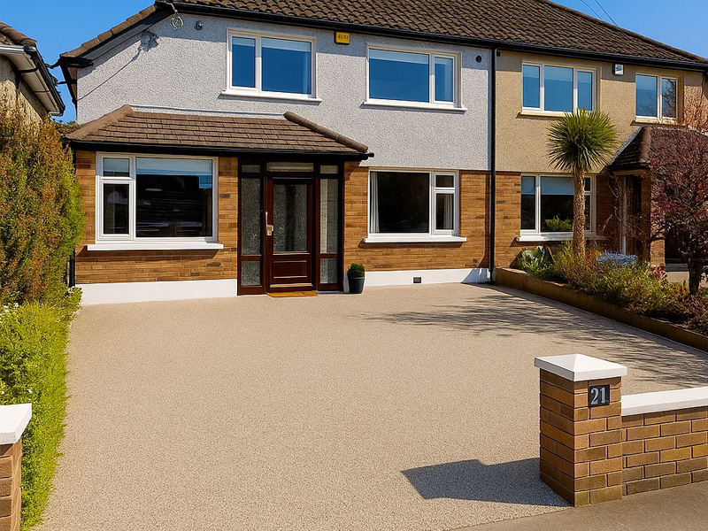 Resin driveway in Castleknock, Dublin with premium finish and neat border detailing.